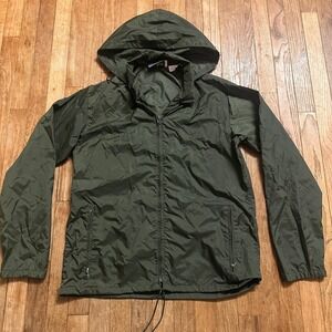 LL Bean Vintage 90s Windbreaker Jacket Mens M Hooded Nylon Green 90s Outdoor